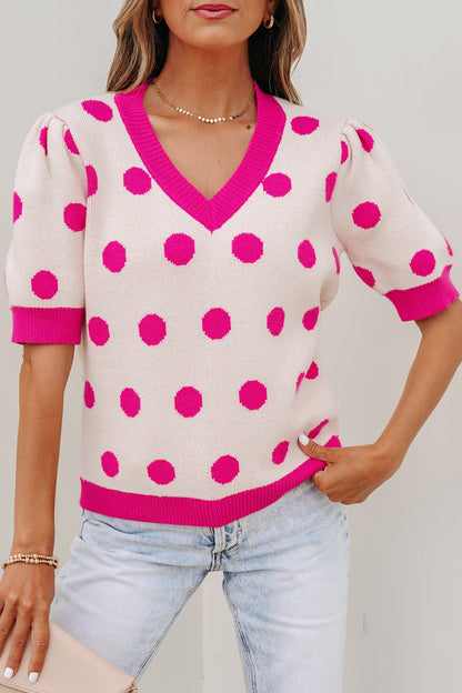 Threaded Pear Alexia Puff Short Sleeve Sweater