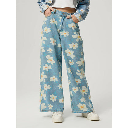 🌸 Women's Vintage Floral Print Straight-Leg Jeans