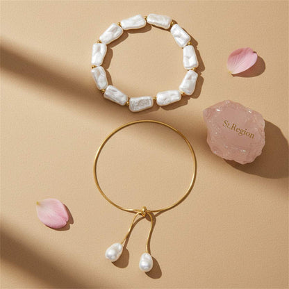 Baroque Pearl & Goldtone Dual-Drop Tassel Anklet Set