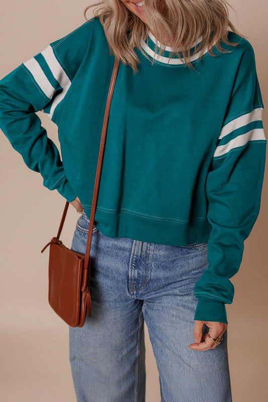 Threaded Pear Jadeita Patchwork Drop Shoulder Sweatshirt