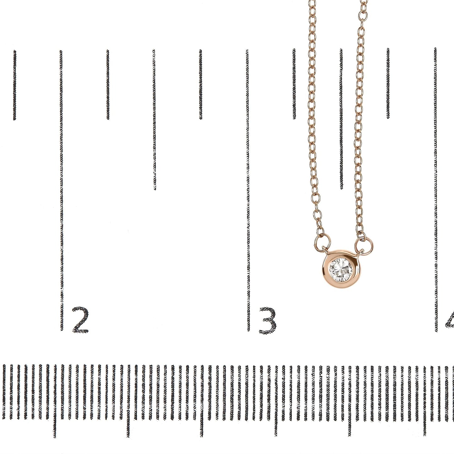 10K Rose Gold 1/5 Carat Round Brilliant-Cut Diamond Modern Bezel-Set Solitaire 16"-18" Pendant Necklace (H-I Color, SI2-I1 Clarity)