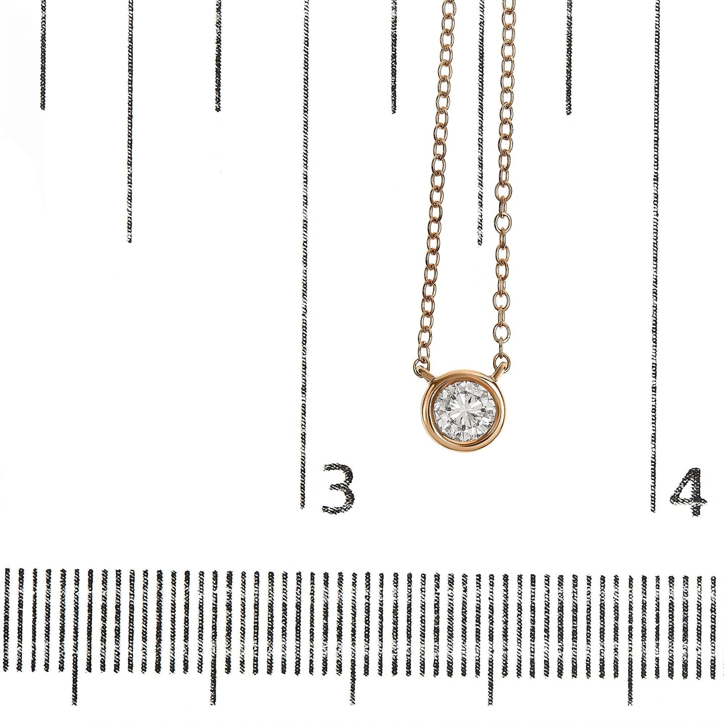 10K Rose Gold 3/10 Carat Round Brilliant-Cut Diamond Modern Bezel-Set Solitaire 16"-18" Pendant Necklace (H-I Color, SI2-I1 Clarity)
