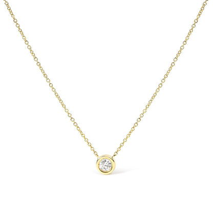 10K Yellow Gold 3/10 Carat Round Brilliant-Cut Diamond Modern Bezel-Set Solitaire 16"-18" Pendant Necklace (H-I Color, SI2-I1 Clarity)