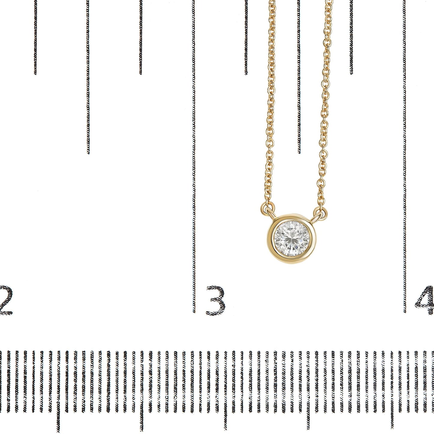10K Yellow Gold 3/10 Carat Round Brilliant-Cut Diamond Modern Bezel-Set Solitaire 16"-18" Pendant Necklace (H-I Color, SI2-I1 Clarity)
