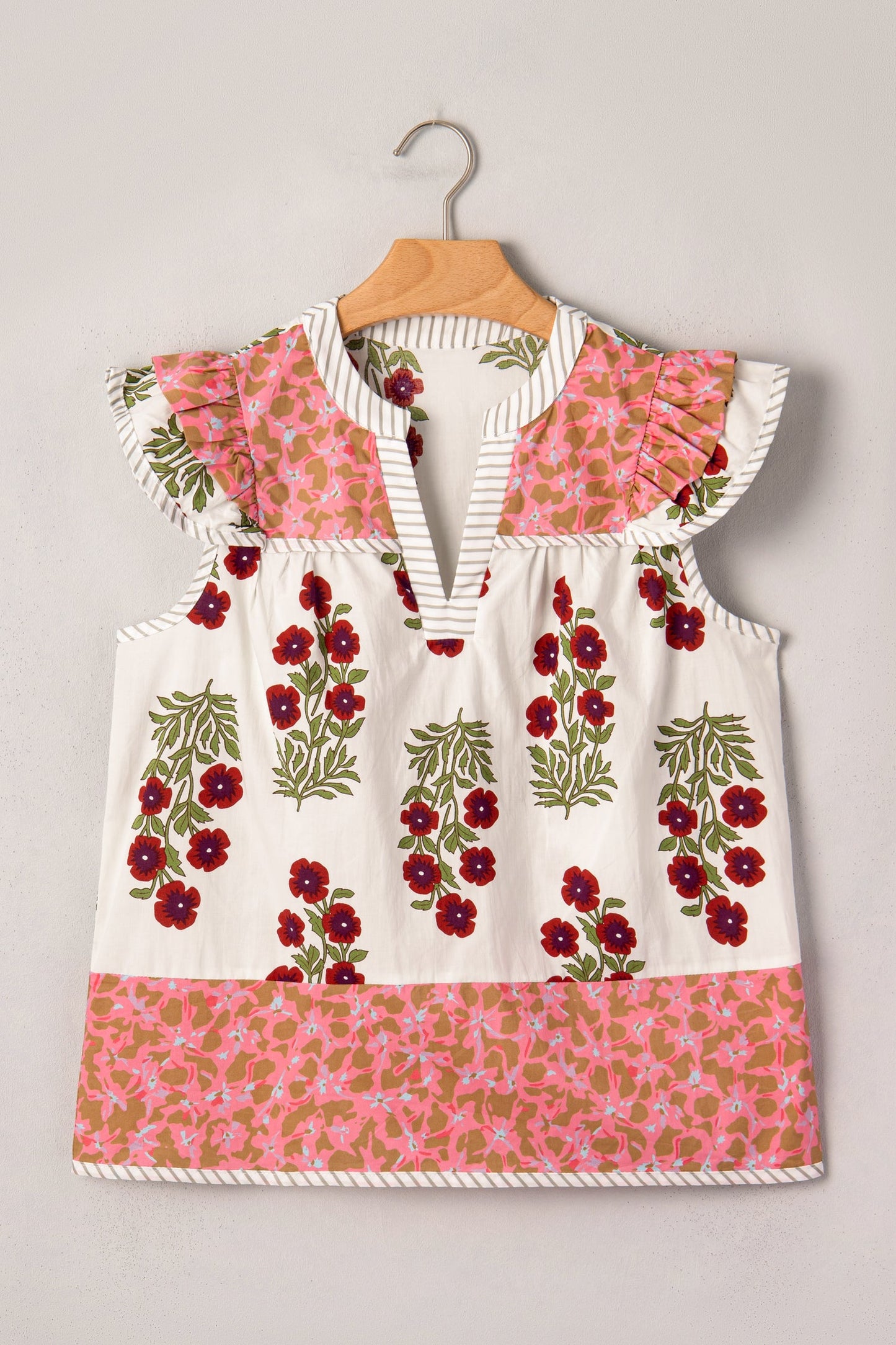 Threaded Pear Zora Trim Flutter Cotton Blouse