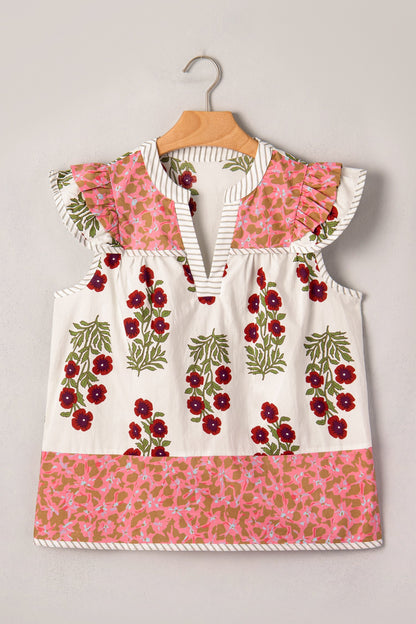 Threaded Pear Zora Trim Flutter Cotton Blouse