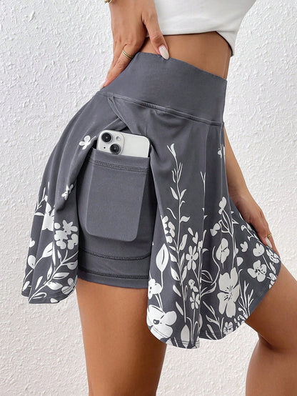 🌼 Women's Minimalist Floral Print High-Waisted Shorts with Pockets