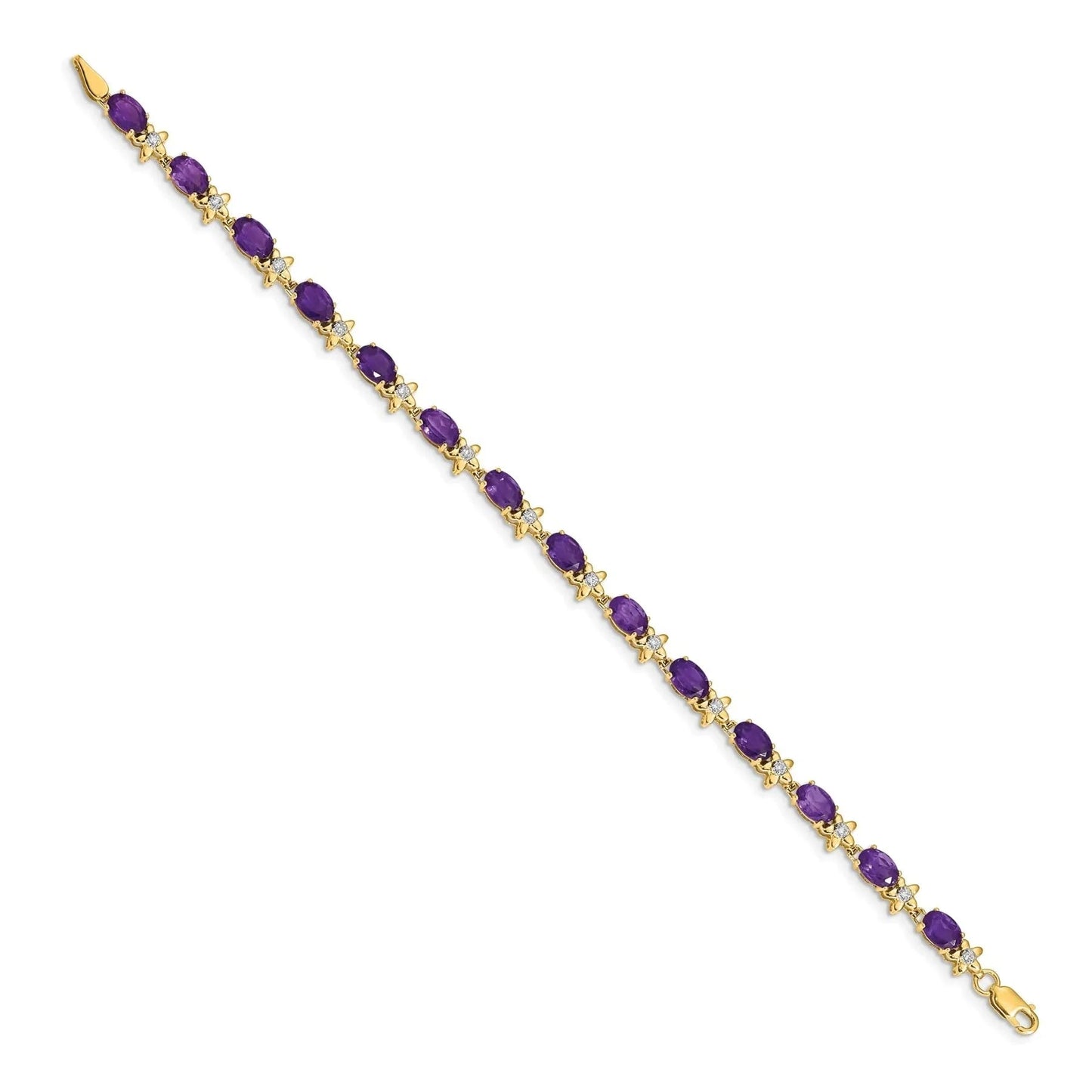 Genuine Purple Amethyst 14K Gold Floral Bracelet