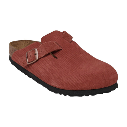 Birkenstock Unisex Boston Suede Embossed Corduroy Sienna Red