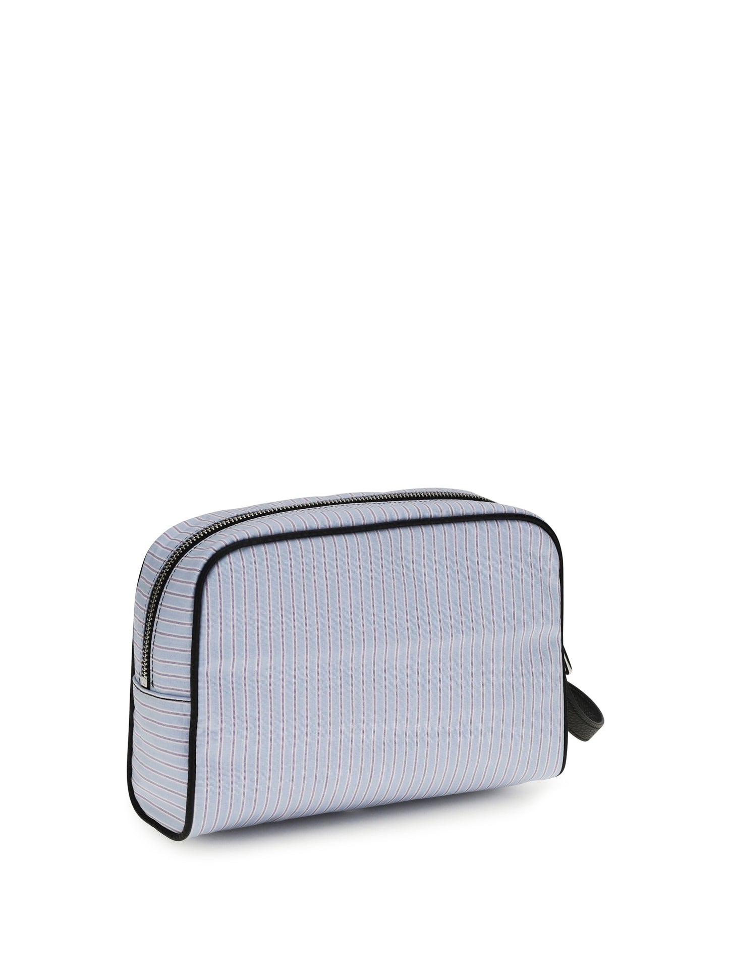 Handbag Striped Poplin and Leather