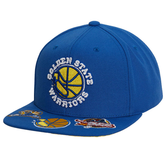 Men's Mitchell & Ness NBA Front Face Snapback Hwc Warriors - Blue