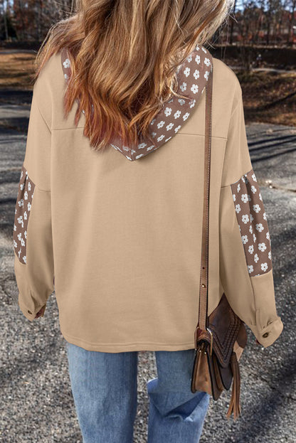 Threaded Pear Hallie Star Pattern Drawstring Hoodie
