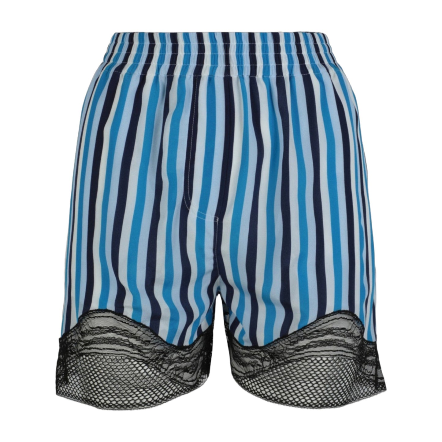 Burberry Lace-Trim Stripe Silk Shorts