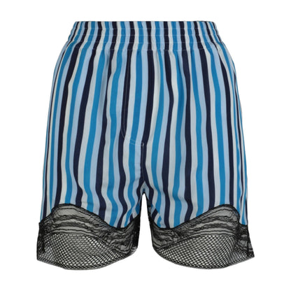 Burberry Lace-Trim Stripe Silk Shorts