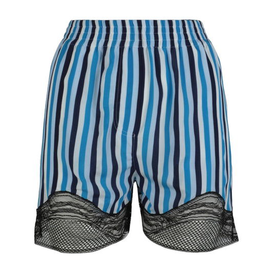 Burberry Lace-Trim Stripe Silk Shorts
