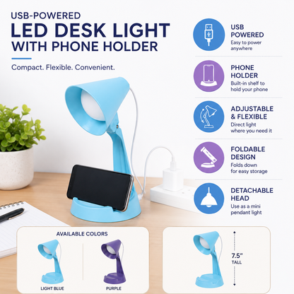Desk Light with Phone Holder-