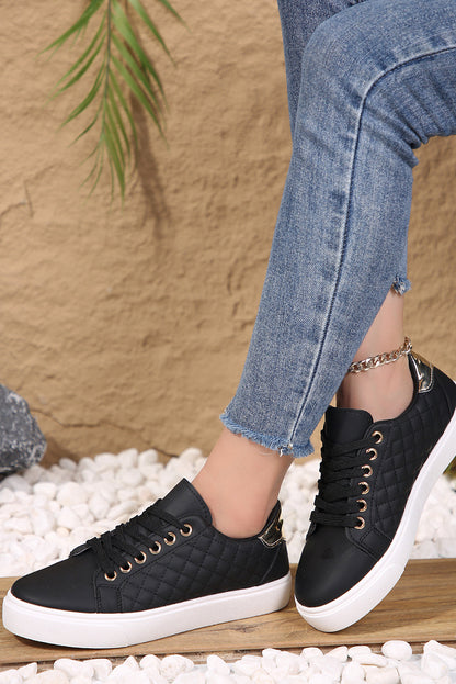 Threaded Pear Harper Quilted Lace Up Sneakers