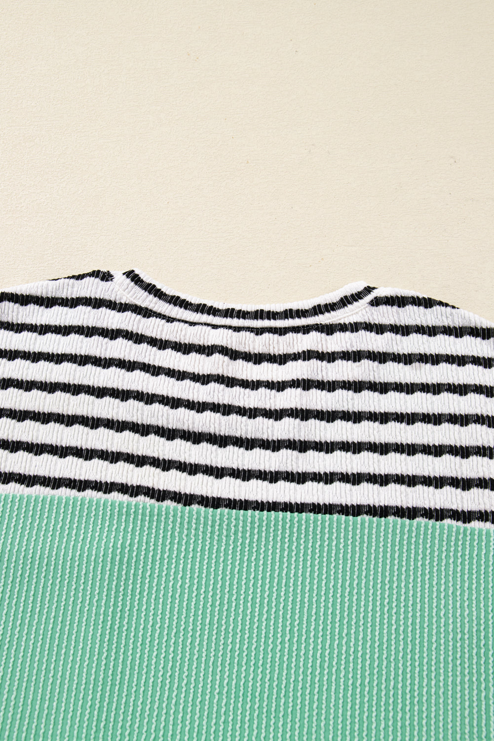 Threaded Pear Claire Contrast Striped Patchwork Long Sleeve Top