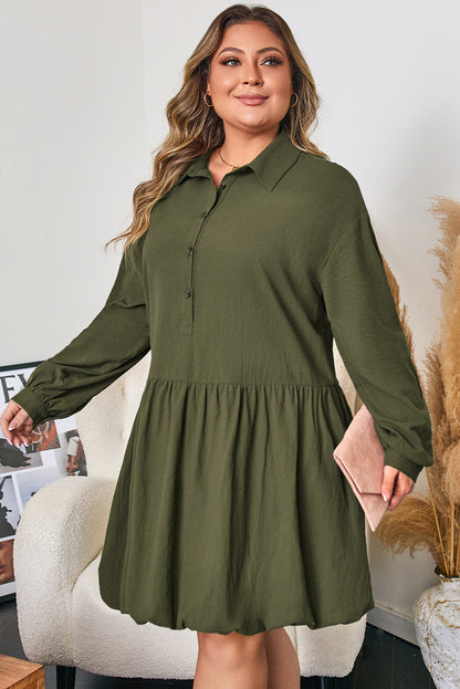Threaded Pear Catherine Ruffle Hem Mini PLUS Dress