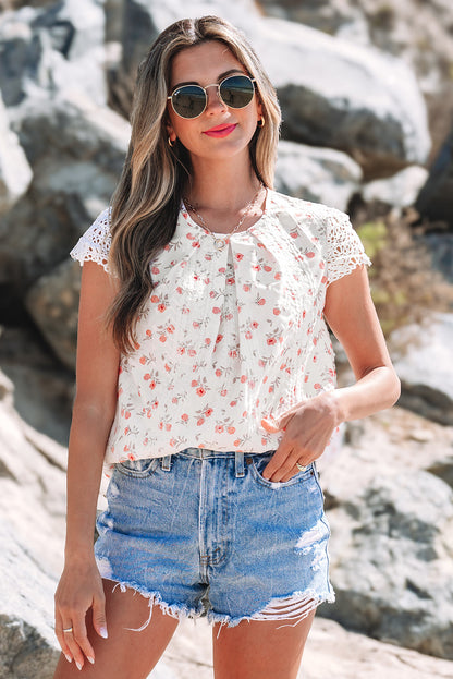 Threaded Pear Estelle Crochet Cap Sleeve Blouse