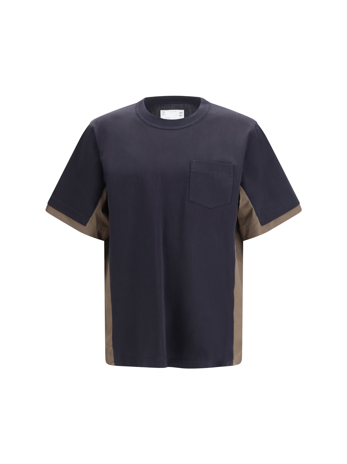 T-Shirt Cotton Typewriter & Jersey Navy/Taupe