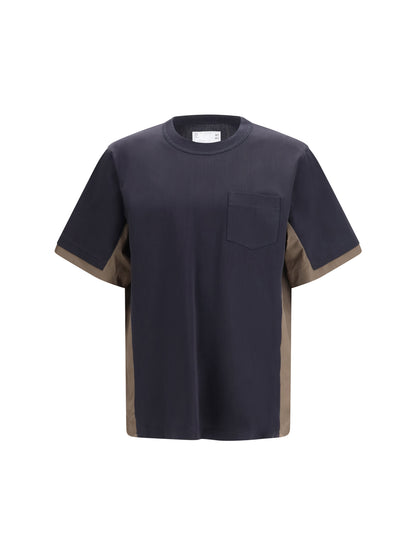 T-Shirt Cotton Typewriter & Jersey Navy/Taupe