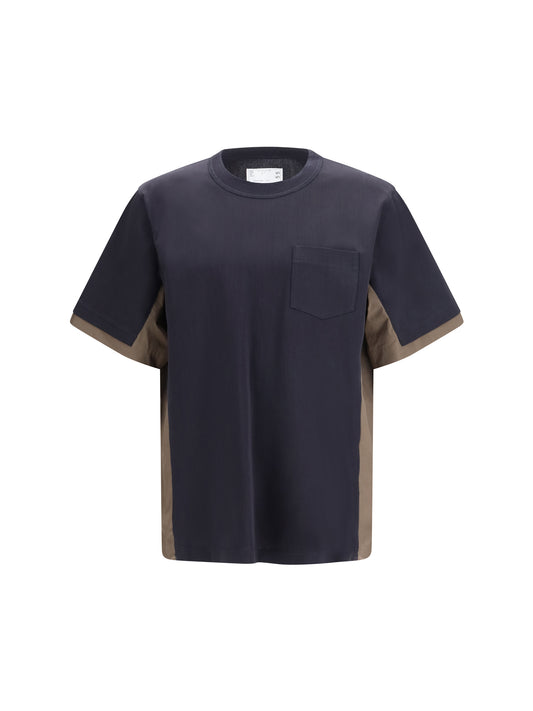 T-Shirt Cotton Typewriter & Jersey Navy/Taupe