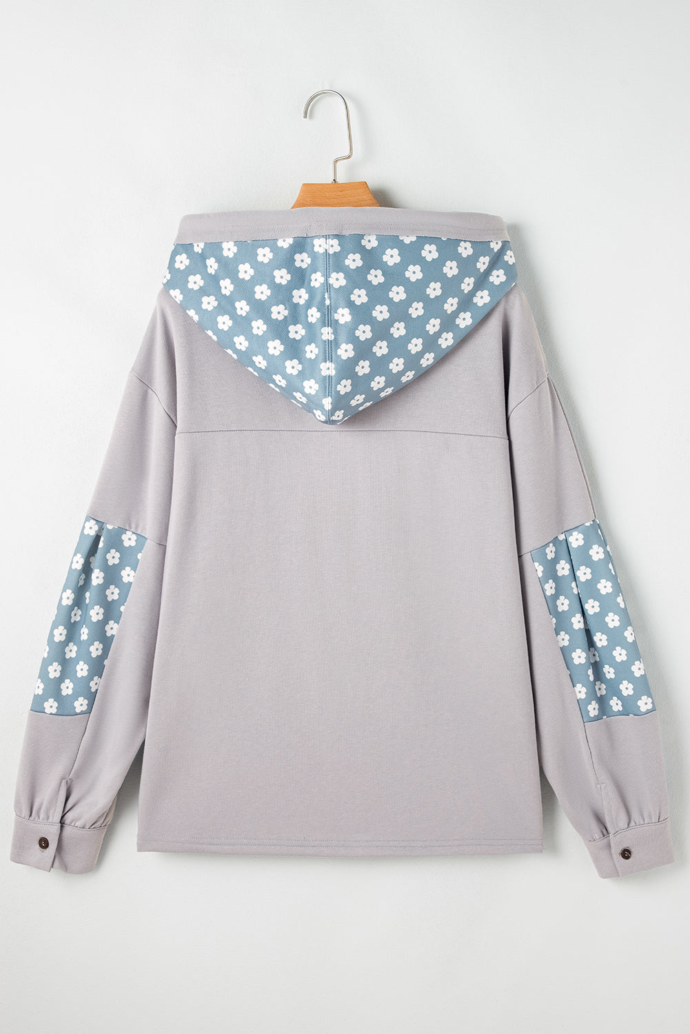 Hallie Star Pattern Drawstring Hoodie - Threaded Pear