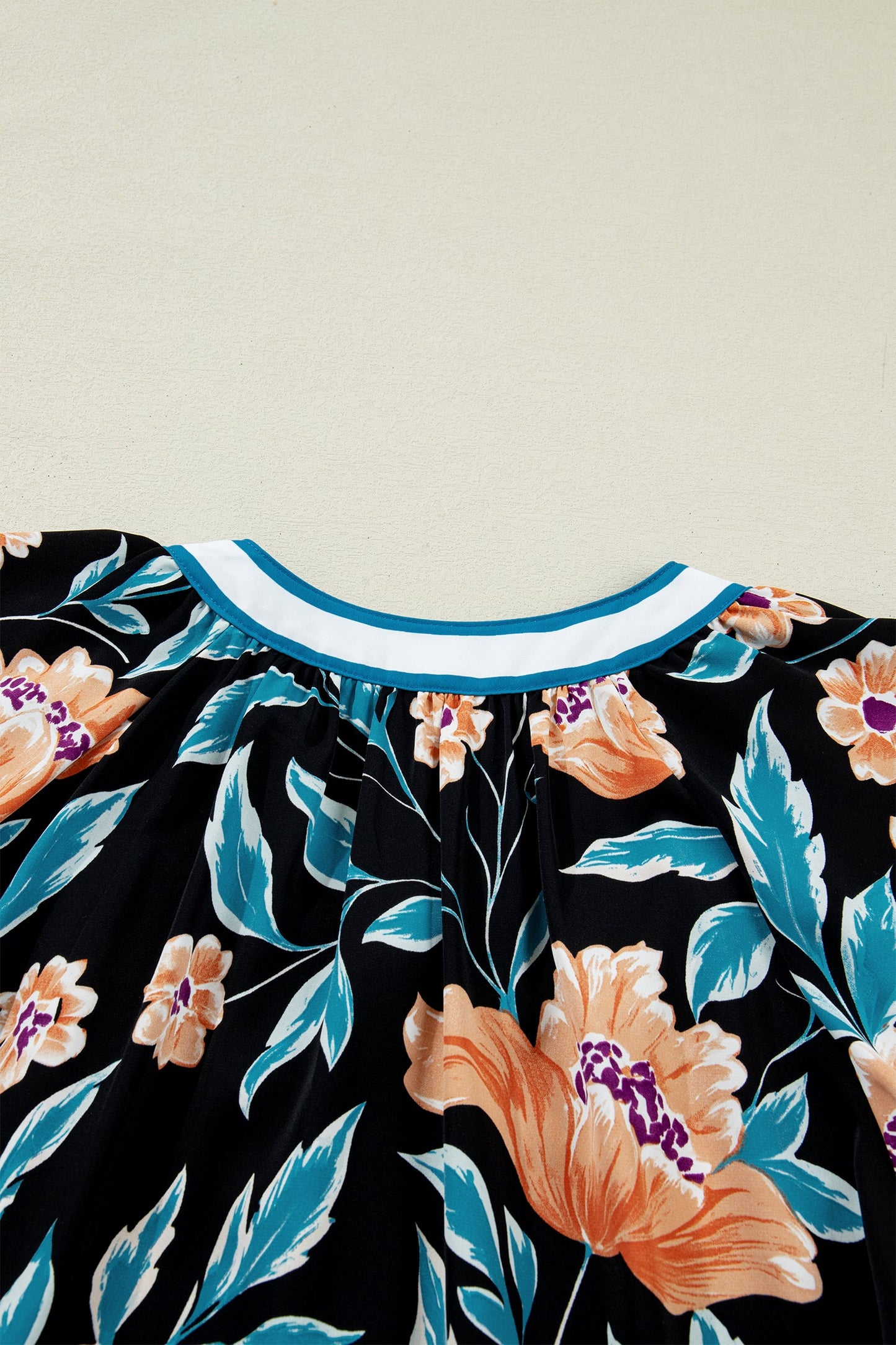 Threaded Pear Ila Bubble Sleeve Notched Blouse