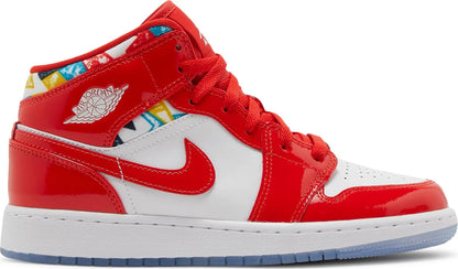 Air Jordan Grade School Retro 1 Mid Se 'Barcelona Sweater Red Patent' Gs (Gs)