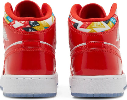 Air Jordan Grade School Retro 1 Mid Se 'Barcelona Sweater Red Patent' Gs (Gs)