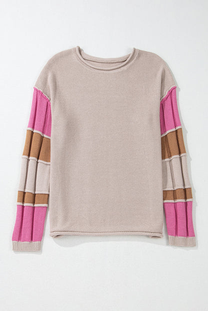 Threaded Pear Ava Colorblock Exposed Seam Sweater