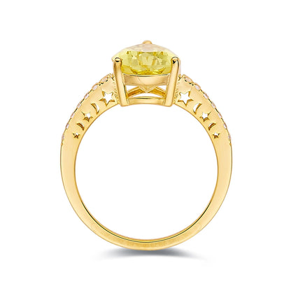 3.5 ct Yellow Pear Yellow Sapphire 18K Yellow Gold Over Silver Teardrop Pave Band Ring