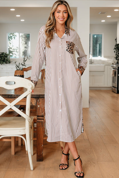 Threaded Pear Caroline Contrast Patchwork Long Shirt Dress