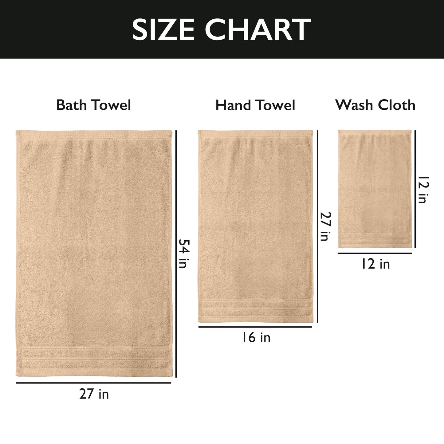 Luxury 6-Piece Shelly Towel Set - 100% Cotton Terry Cloth, 2 Bath Towels, 2 Hand Towels & 2 Washcloths, Soft, Quick Dry & High Absorbent - Classic Turkish Towels