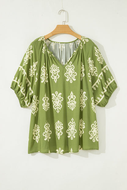 Threaded Pear Gabriella Floral Short Sleeve PLUS Top