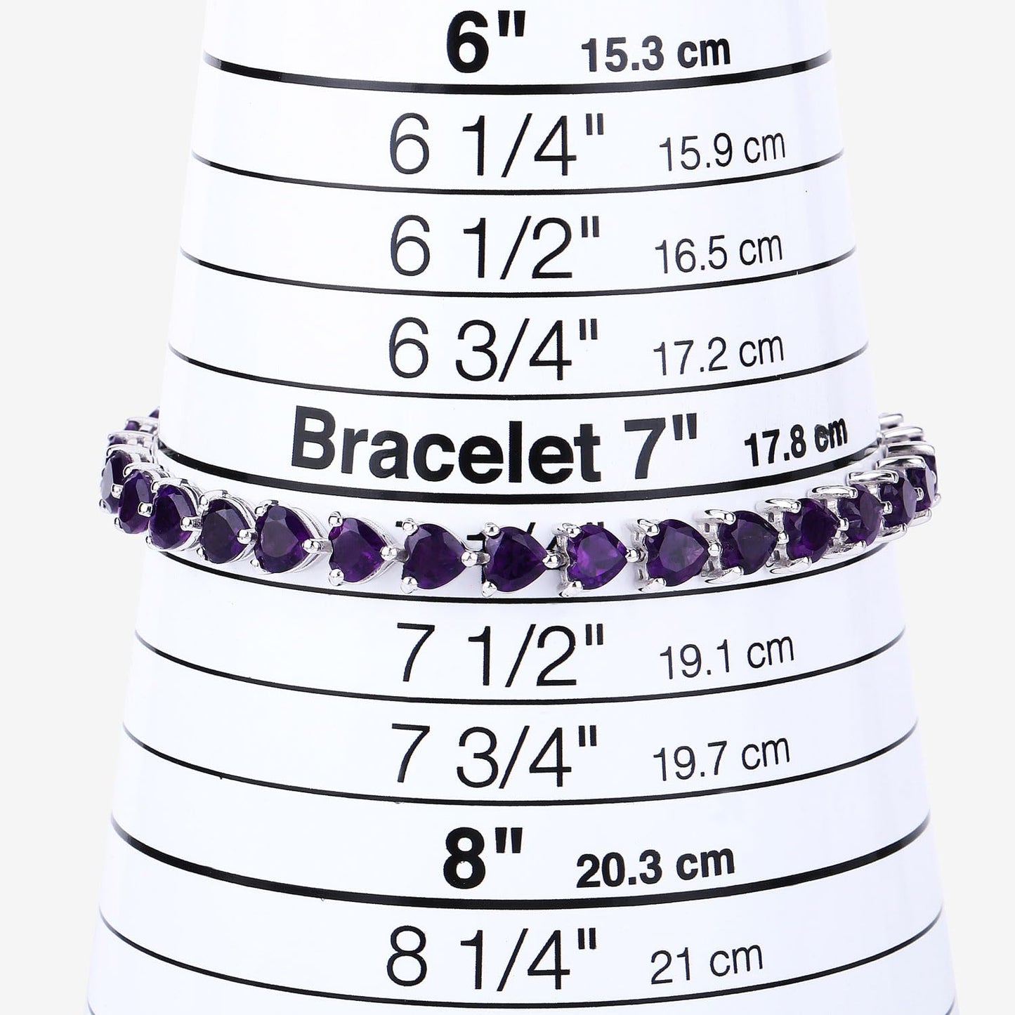13.33 Ct Heart Purple Amethyst Prong Silver Box Clasp Tennis Bracelet