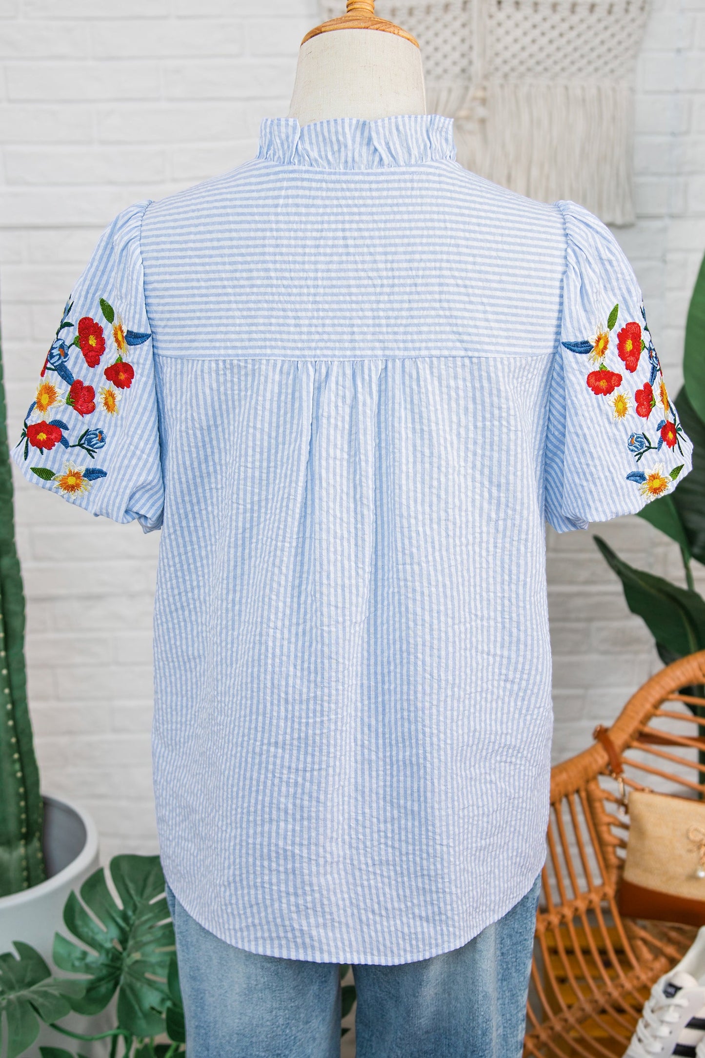 Threaded Pear Ruthie Sleeve Ruffle Trim Shirt