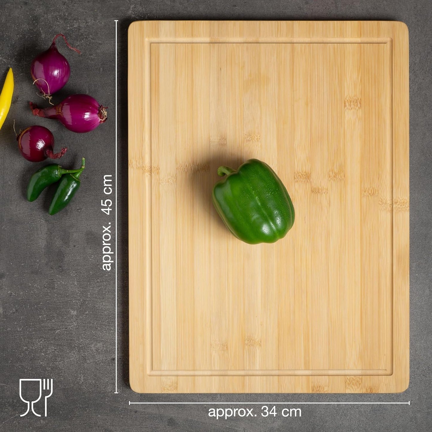 Moritz & Moritz XXL Bamboo Cutting & Serving Board | Large Wooden Chopping Board with Juice Groove