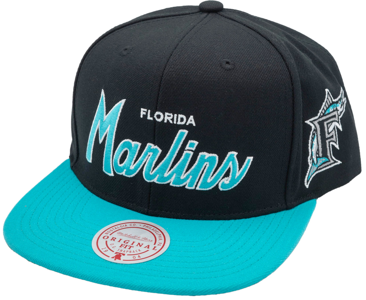 Mitchell & Ness Men's MLB Evergreen Script Snapback Coop Marlins Snapback Caps