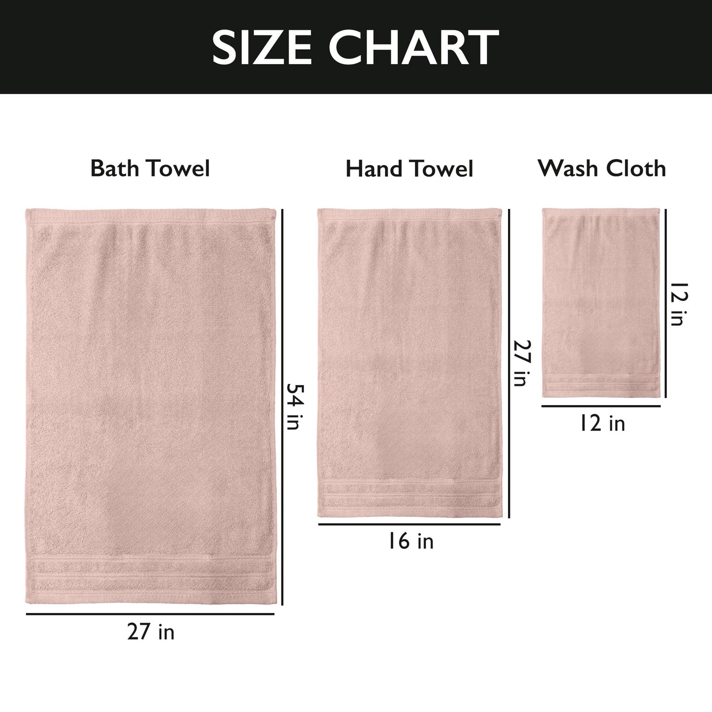 Luxury 6-Piece Shelly Towel Set - 100% Cotton Terry Cloth, 2 Bath Towels, 2 Hand Towels & 2 Washcloths, Soft, Quick Dry & High Absorbent - Classic Turkish Towels