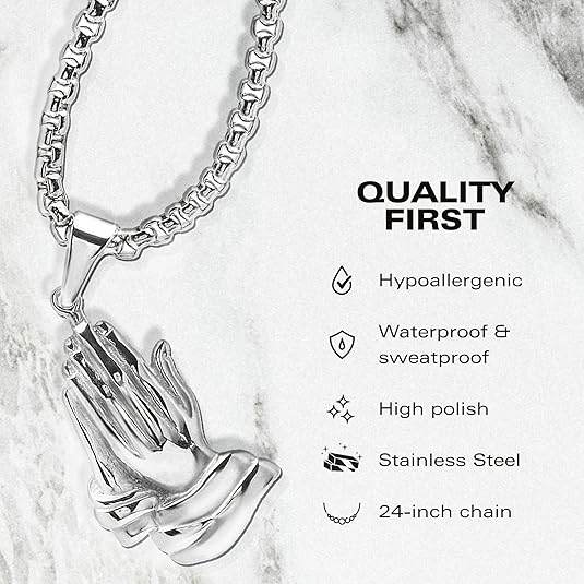 Bless Up Prayer Hands Pendant