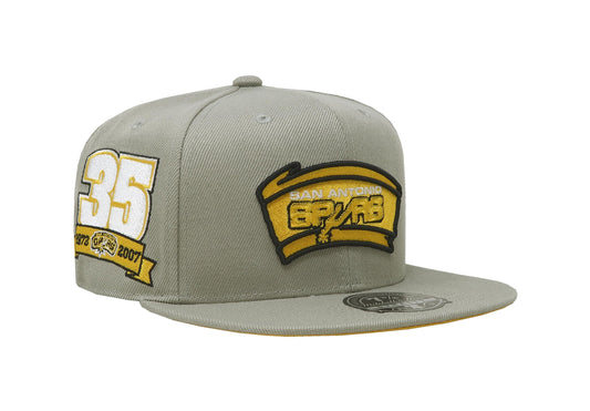 Mitchell & Ness Men's NBA Sunny Gray Fitted Hwc Spurs Fitted Caps