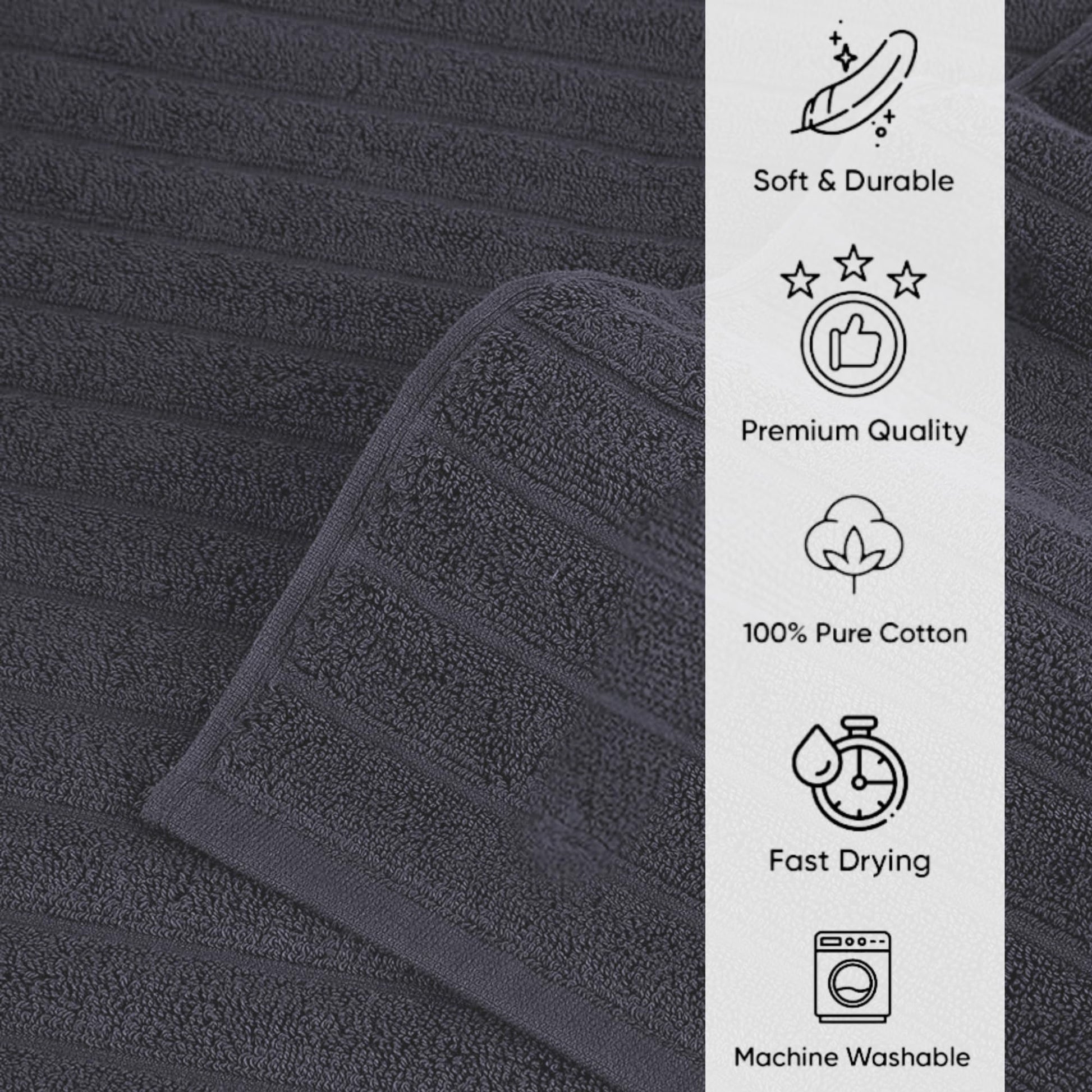 Classic Turkish Towels 100% Turkish Cotton Washcloths Set of 6, Absorbent & Quick Dry, Face Towels Wash Cloths for Hotel, Spa & Gym I 13"x13" - Classic Turkish Towels