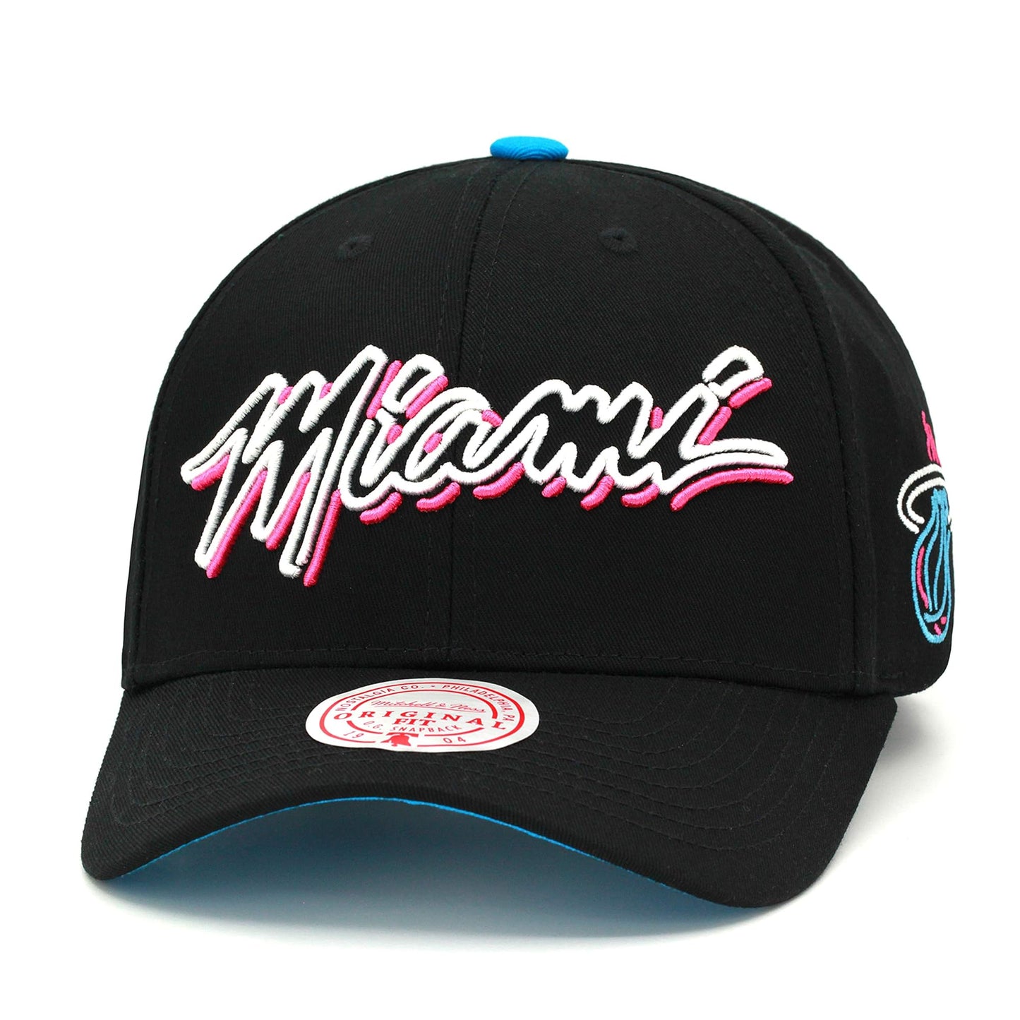 Mitchell & Ness Men's NBA Miami Heat Neon Vice Lights Wordmark Low Snapback