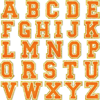 Orange Self Adhesive Chenille Letters Patches