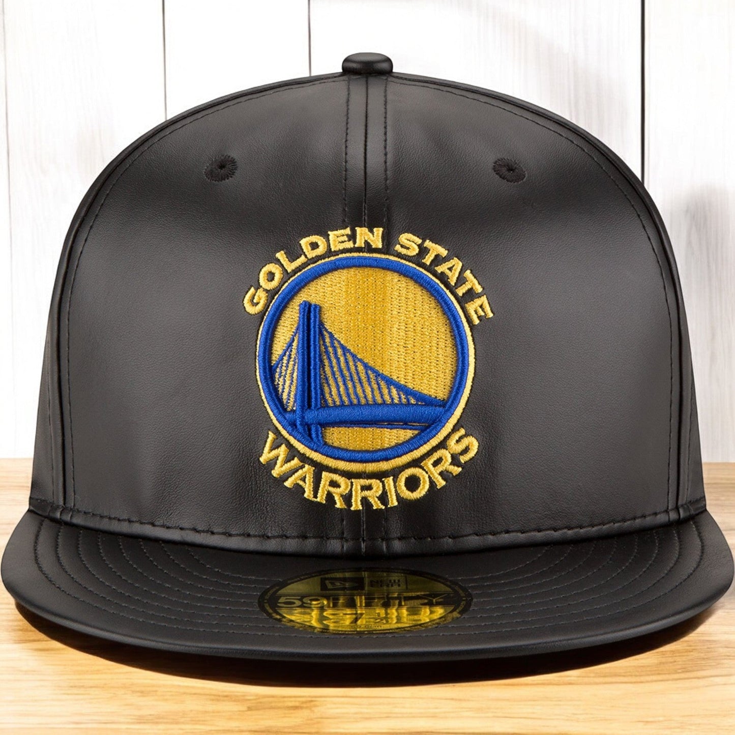 New Era Men's NBA 59Fifty Faux Leather Fitted Cap Golden State Warriors