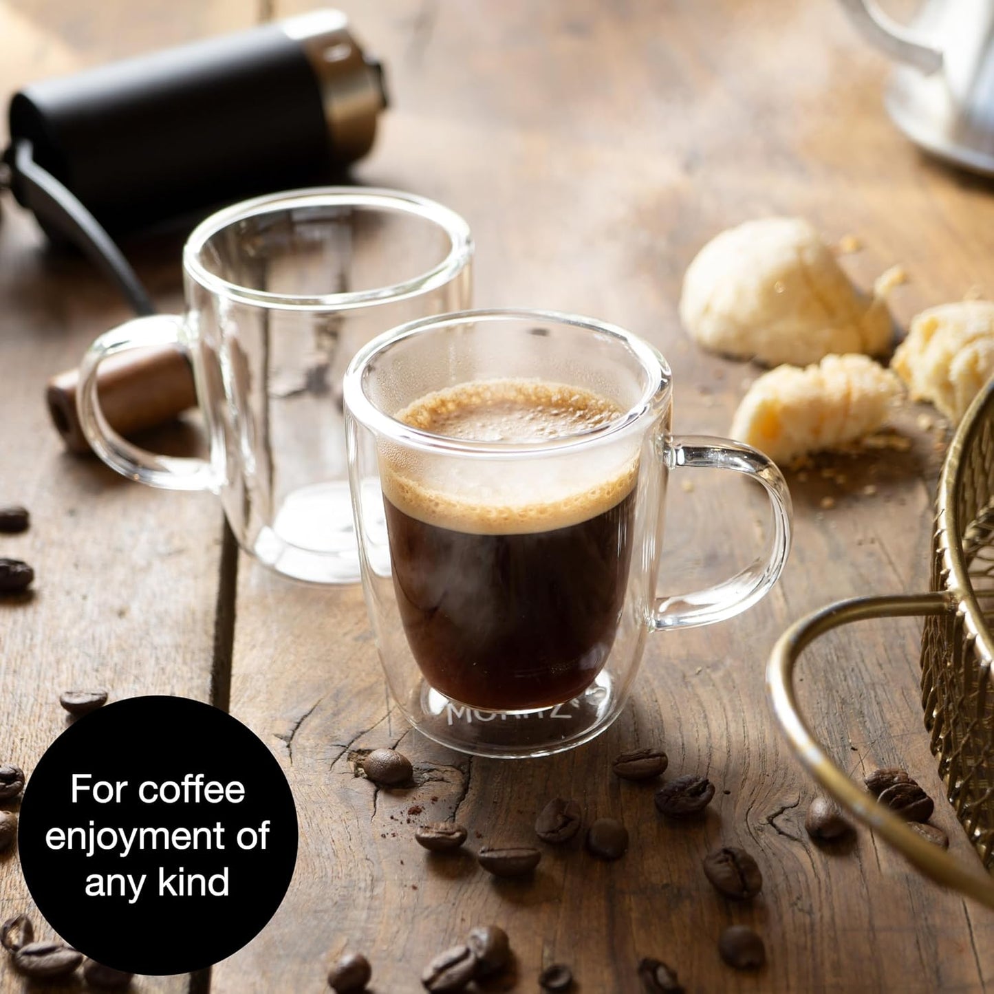 Moritz & Moritz Barista Double-Walled Coffee Glasses 2 x 2.7 oz | Espresso, Tea & Desserts