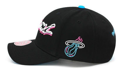 Mitchell & Ness Men's NBA Miami Heat Neon Vice Lights Wordmark Low Snapback