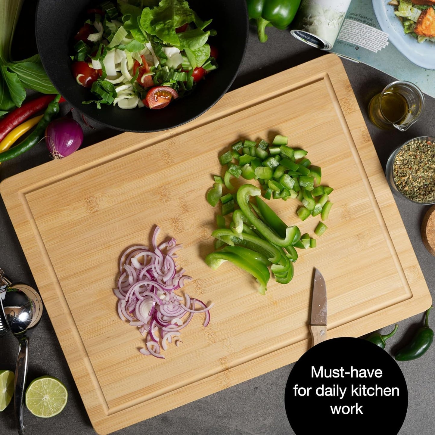 Moritz & Moritz XXL Bamboo Cutting & Serving Board | Large Wooden Chopping Board with Juice Groove